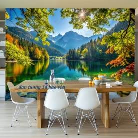 Wall sticker featuring rivers and mountains n2026-75