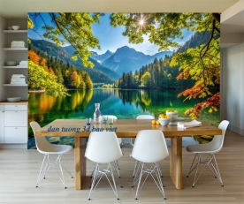Wall sticker featuring rivers and mountains n2026-75