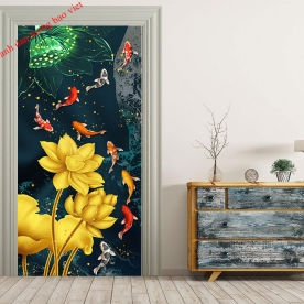 Painting carp glass stickers k364