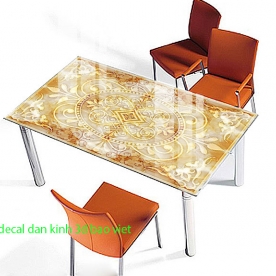 3d glass decal for glass table top b005