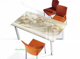 3d glass decal for glass table top bfl066
