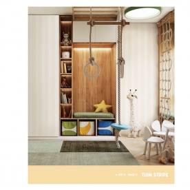 Korean wallpaper for children's defense with yellow stripes 5117-4