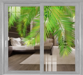 High quality transparent coconut leaf glass decal se153