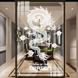 Decal dán kính nghệ thuật hình rồng glass120