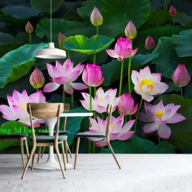 Giấy dán tường phòng khách hoa sen h383