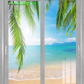 Tranh dán kính 3d 2 mặt phong cảnh biển ks304