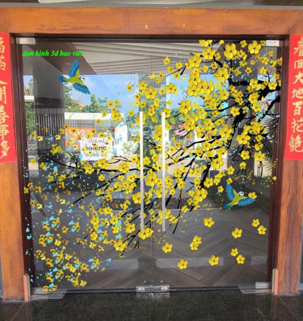 Decal dán kính cao cấp hoa mai se202