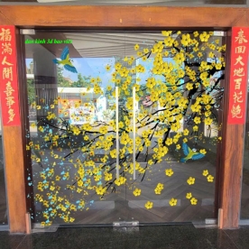 Decal dán kính cao cấp hoa mai se202