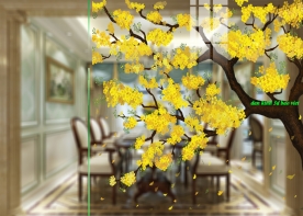 Decal dán kính cao cấp hoa mai se203