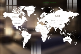 Decal dán kính nghệ thuật bản đồ thế giới glass183