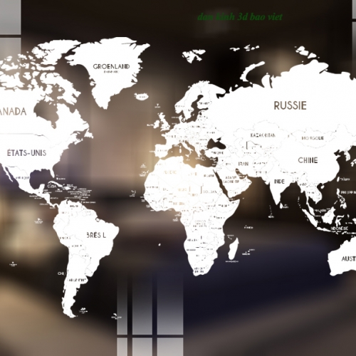 Decal dán kính nghệ thuật bản đồ thế giới glass183