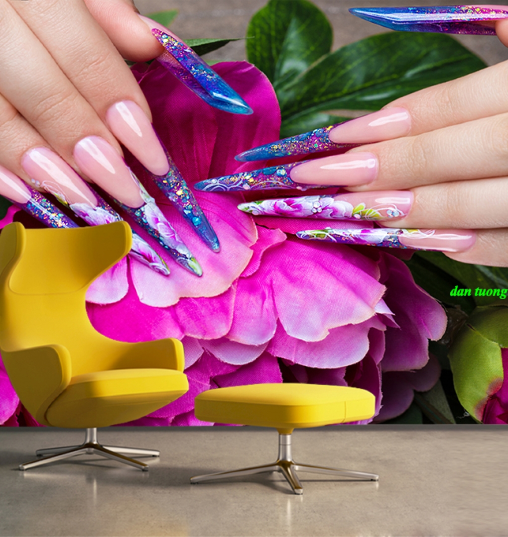 Tranh dán tường 3d tiệm nail nails082