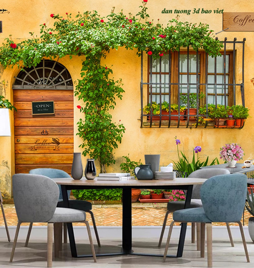 Tranh dán tường cho quán cafe 3d fm625