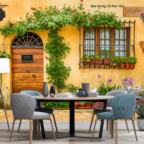 Tranh dán tường cho quán cafe 3d fm625