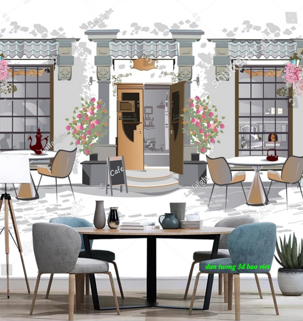 Tranh dán tường cho quán cafe n2026-23