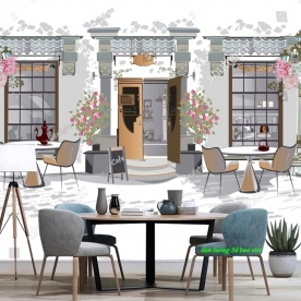 Tranh dán tường cho quán cafe n2026-23