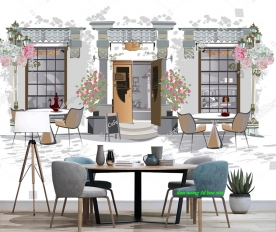 Tranh dán tường cho quán cafe n2026-23