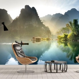 River and mountain wall mural me111