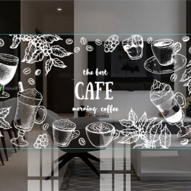 3d art glass decal for cafe glass079