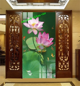 3d glass stickers with 2 sides of lotus k539