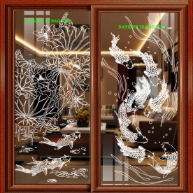 Decal dán kính 3d nghệ thuật trong suốt glass104