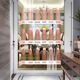 Decal dán kính cao cấp 3d trong suốt tiệm nails se145