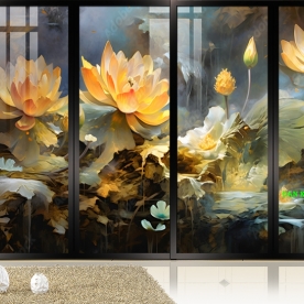 Tranh dán kính 3d 2 mặt hoa sen n2003-253