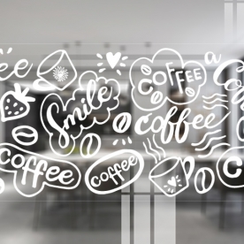Decal dán kính nghệ thuật 3d quán cafe glass151