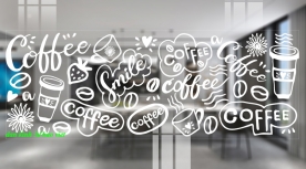 Decal dán kính nghệ thuật 3d quán cafe glass151