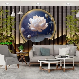 Giấy dán tường 3d hoa sen 261