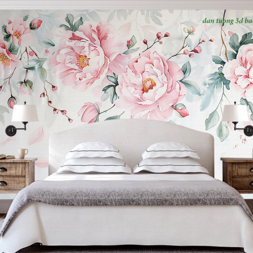 Giấy dán tường phòng ngủ hoa 3d h401