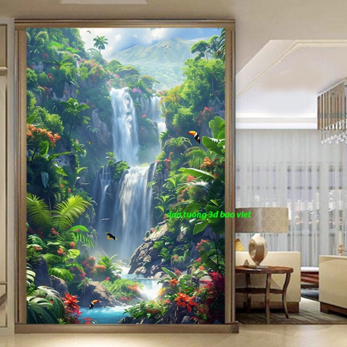 Tranh dán tường thác nước 3d k610