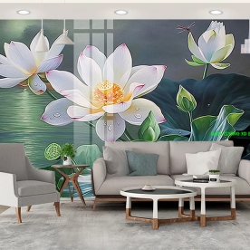 Giấy dán tường phòng khách hoa sen n2003-273