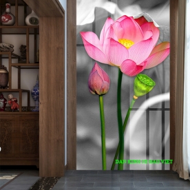 Tranh dán kính 3d 2 mặt hoa sen n2003-280
