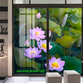 Tranh dán kính hoa sen 3d 2 mặt n2003-275