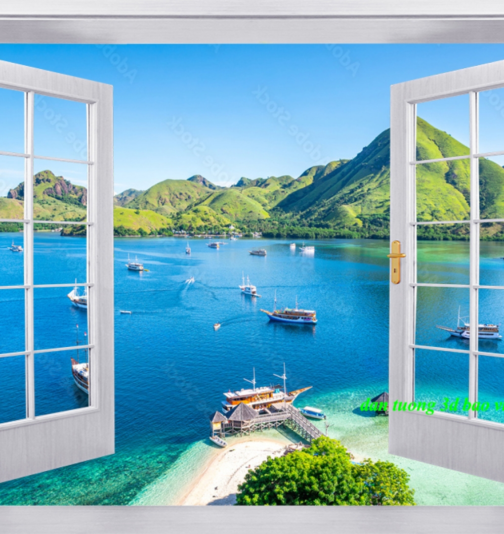 Tranh dán tường cửa sổ 3d n2004-523