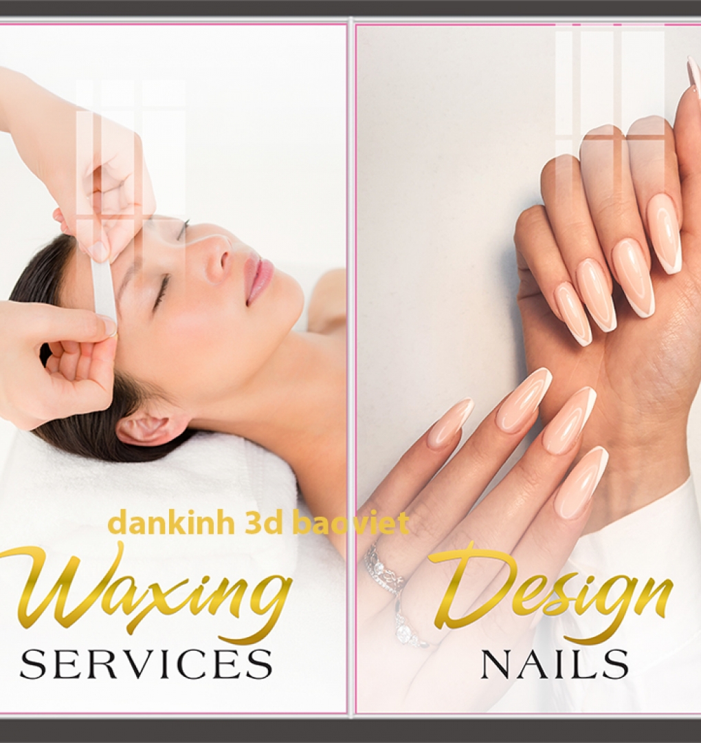 Decal dán kính cao cấp 3d tiệm nails spa nails076