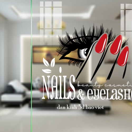 Decal dán kính cao cấp nails spa se201