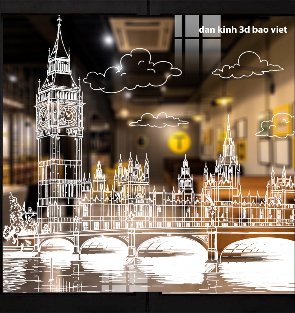 Decal dán kính nghệ thuật 3d trong suốt glass181