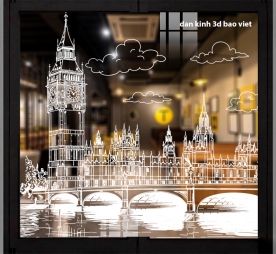 Decal dán kính nghệ thuật 3d trong suốt glass181