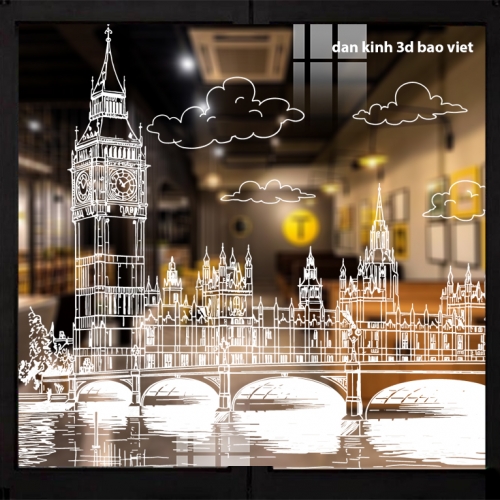 Decal dán kính nghệ thuật 3d trong suốt glass181