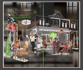 Decal dán kính nghệ thuật 3d trong suốt quán cafe glass179