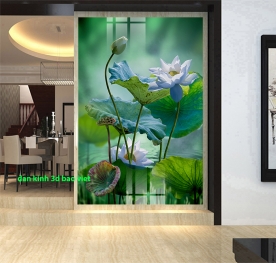Tranh dán kính 3d 2 mặt hoa sen k616