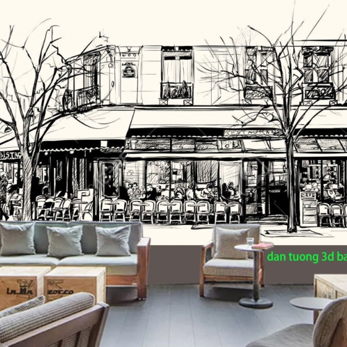Tranh dán tường cho quán cafe n2005-334
