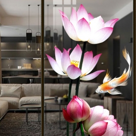 2 sided lotus 3d glass decals se059