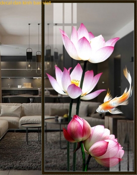 2 sided lotus 3d glass decals se059