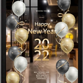 3D New Year's Eve Glass Decal Se070