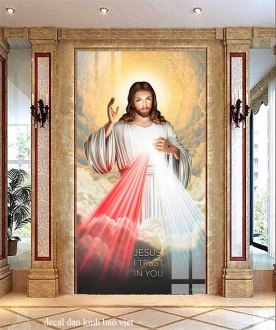 3d double-sided glass painting with catholic figure k417