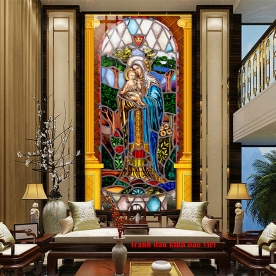 Double-sided catholic glass painting k418
