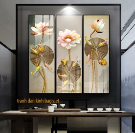 Double-sided lotus glass painting me249